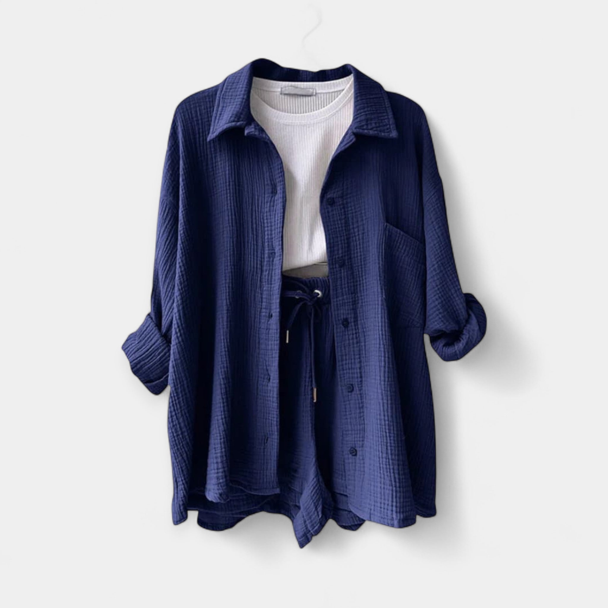 Dvispalvis Vasaros Komplektas Topas ir Šortai