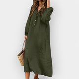 Elegantiška Lino Suknelė su Stilinga Linija