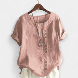 Trumpas rankovės marškinėlis su mygtukais