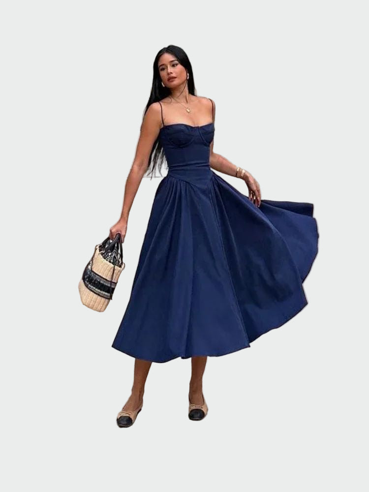 Satino Maxi Suknelė su Plonomis Petnešomis