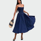 Satino Maxi Suknelė su Plonomis Petnešomis