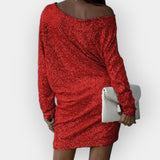 Vakarinė Suknelė su Pailgintais Blizgučiais