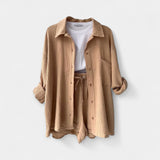 Dvispalvis Vasaros Komplektas Topas ir Šortai