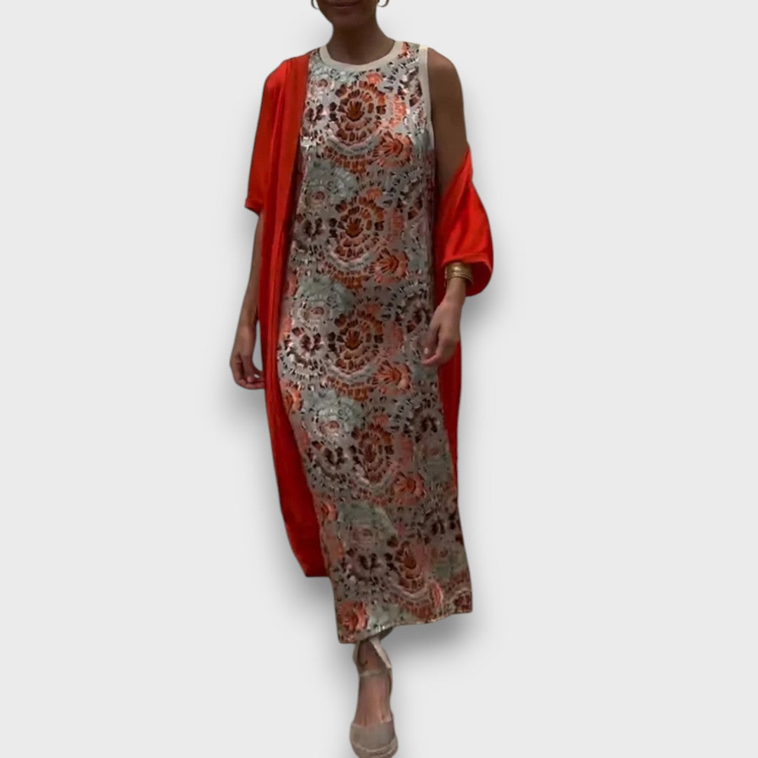 Maxi suknelė su kardiganu