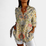 Marškiniai su Mygtukais ir Gėlių Raštu