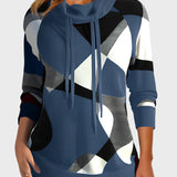 Pynėtas džemperis su meniniu piešiniu ir gobtuvu