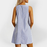 Be rankovių dryžuotas suknelė