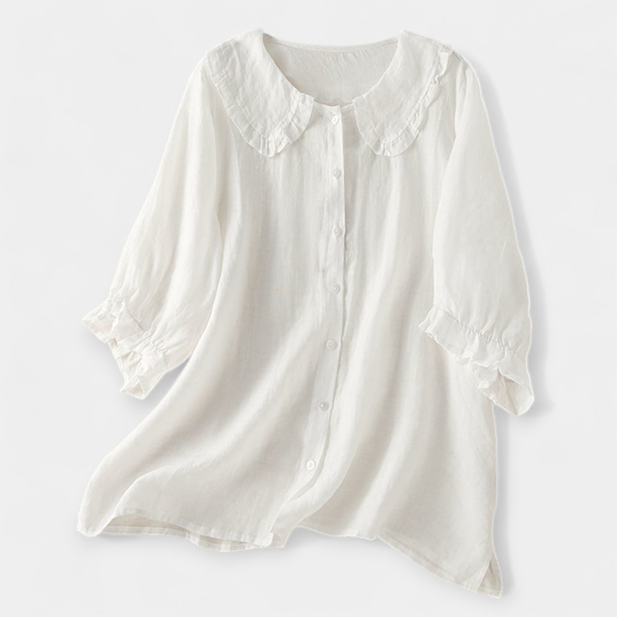 Dryžuotas marškinys su dekoratyviniu apykakle