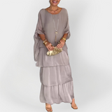 Plisuotas Suknelė su Dviejų Sluoksnių Efektu