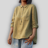 Lininė Žalia Bluzonė Paprastumas