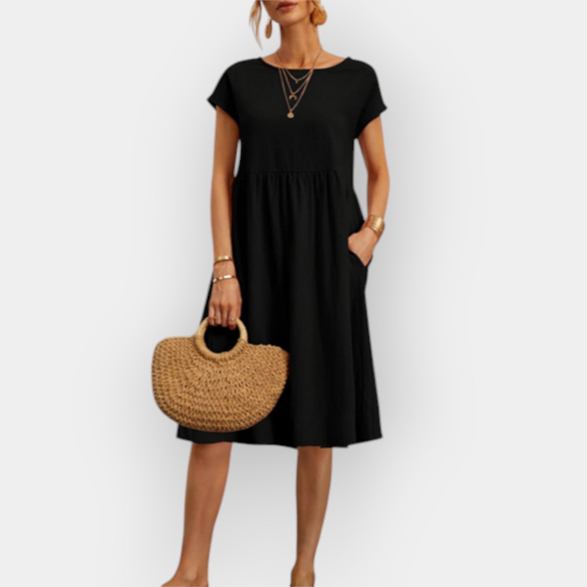 Midi Suknelė su Minimalistinėmis Linijomis