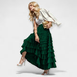 Elegantiška Tūrinė Sijonas su Tiulio Dekoratyvine Detale