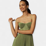 Midi Suknelė su Plisuotu Raštu ir Tiuliu