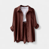 Dvispalvis Vasaros Komplektas Topas ir Šortai