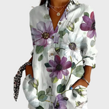 Medvilninė Marškinėliai su Gėlių Raštu