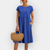 Midi Suknelė su Minimalistinėmis Linijomis