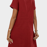 Mini Suknelė su Trumpomis Rankovėmis ir Užtrauktuku Dekolte