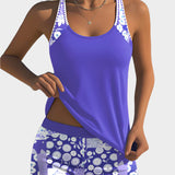 Patogus Dviejų Dalių Maudymosi Kostiumėlis su Gėlių Raštu