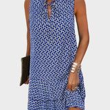 Mini Suknelė su Raštu ir Kaklo Mazgo Detale