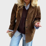 Dana | Oversize rudeninė zomšinė striukė su paprastu užsegimu