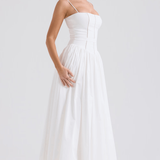 Maxi Suknelė su Plonomis Petnešomis ir Gėlių Raštu