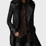 Vika | Elegantiškas odinis 3/4 ilgio paltas