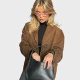 Dana | Oversize rudeninė zomšinė striukė su paprastu užsegimu