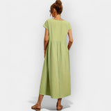 Lengvas Medvilninis Suknelė su Kišenėmis