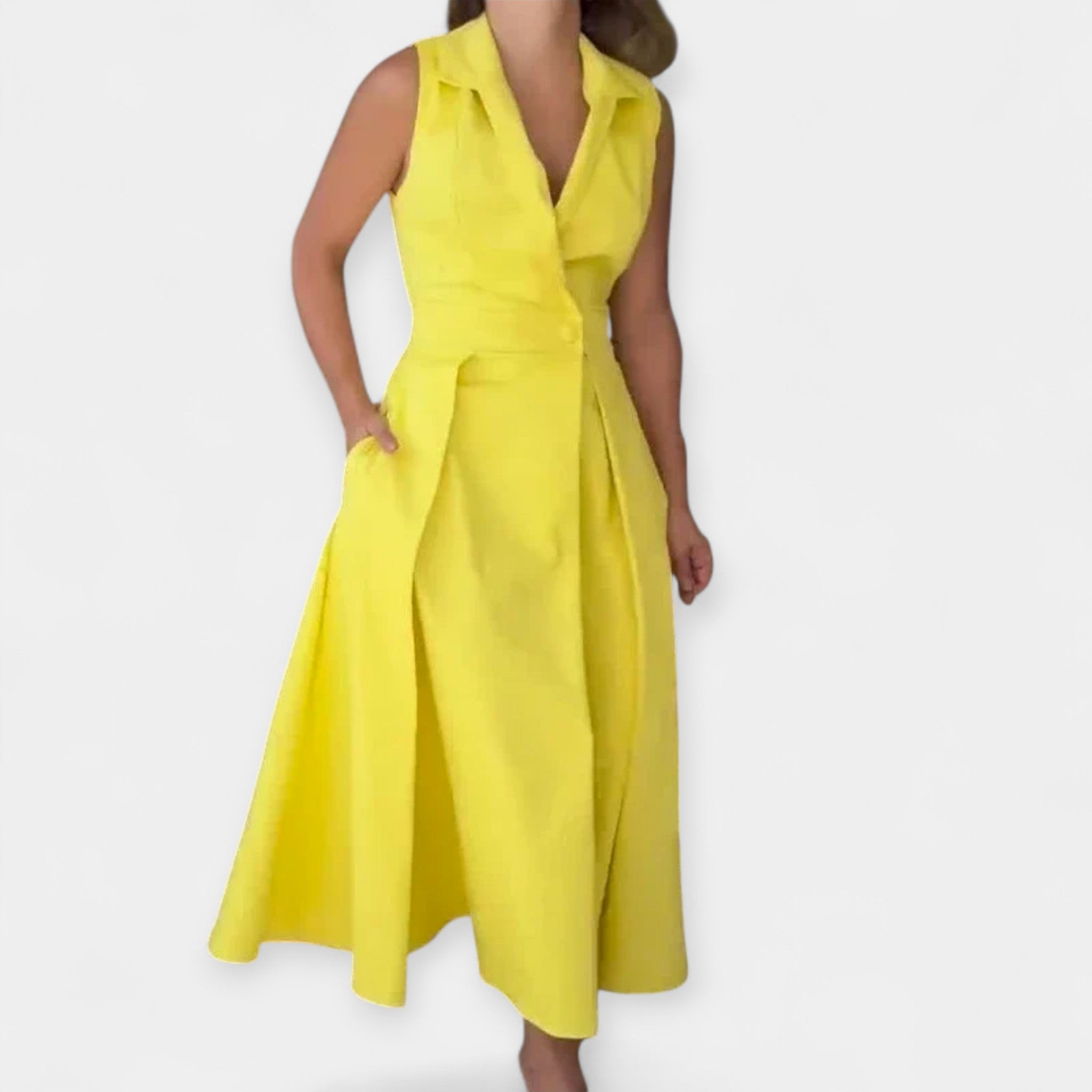 Midi Suknelė su Apykakle