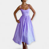 Mini Suknelė su Apvalia Iškirpte ir Petnešomis