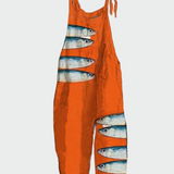 Retro jumpsuit su plačiomis kelnėmis