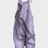 Moteriškas platus džinsinis kombinezonas