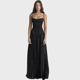 Petronėlė | Juoda nėriniuota žavinga ilga suknelė