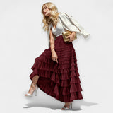 Elegantiška Tūrinė Sijonas su Tiulio Dekoratyvine Detale