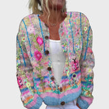 Elegantiškas Megztinis Su Gėlių Raštu