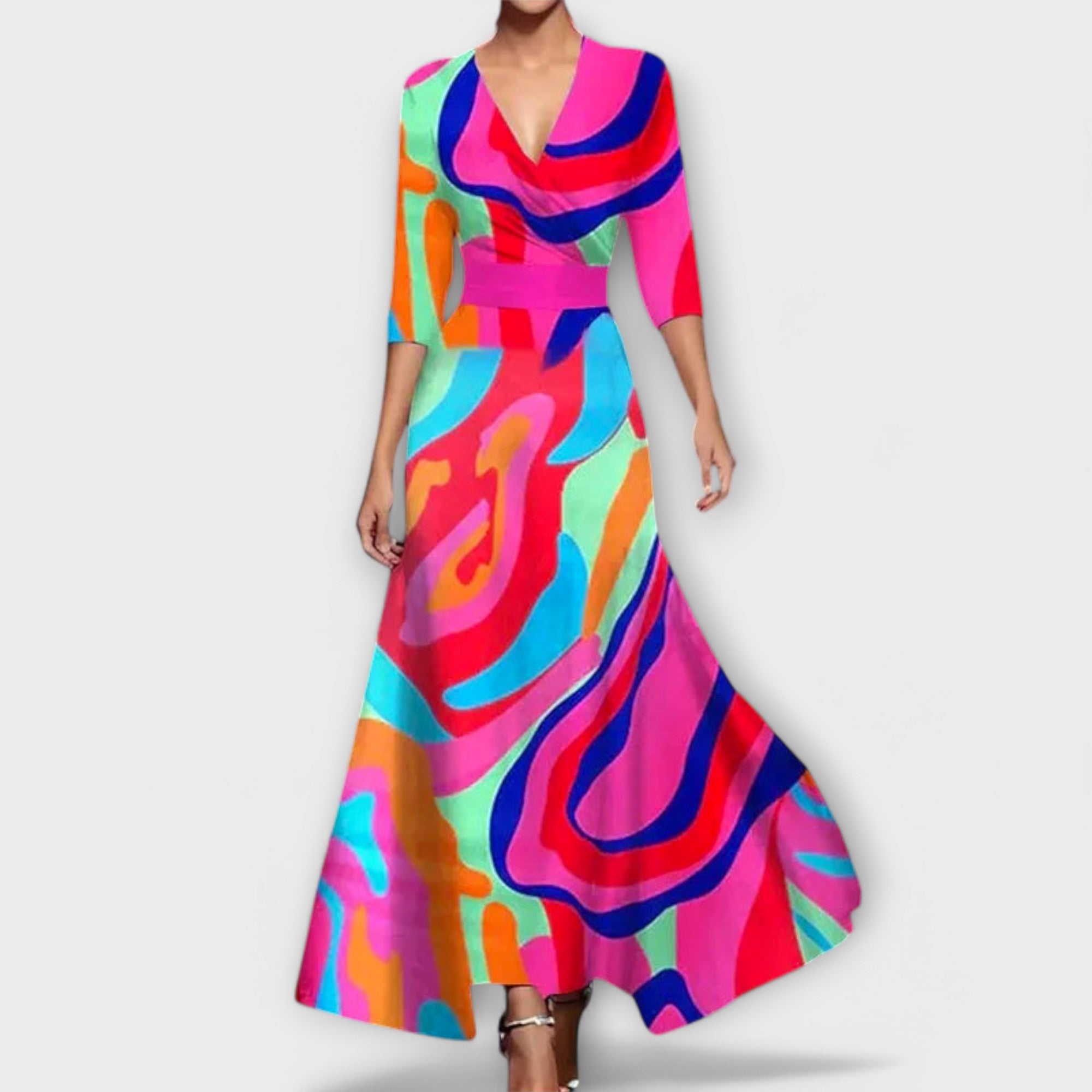 Inês - Elegantiškas moteriškas suknelė su rankovėmis