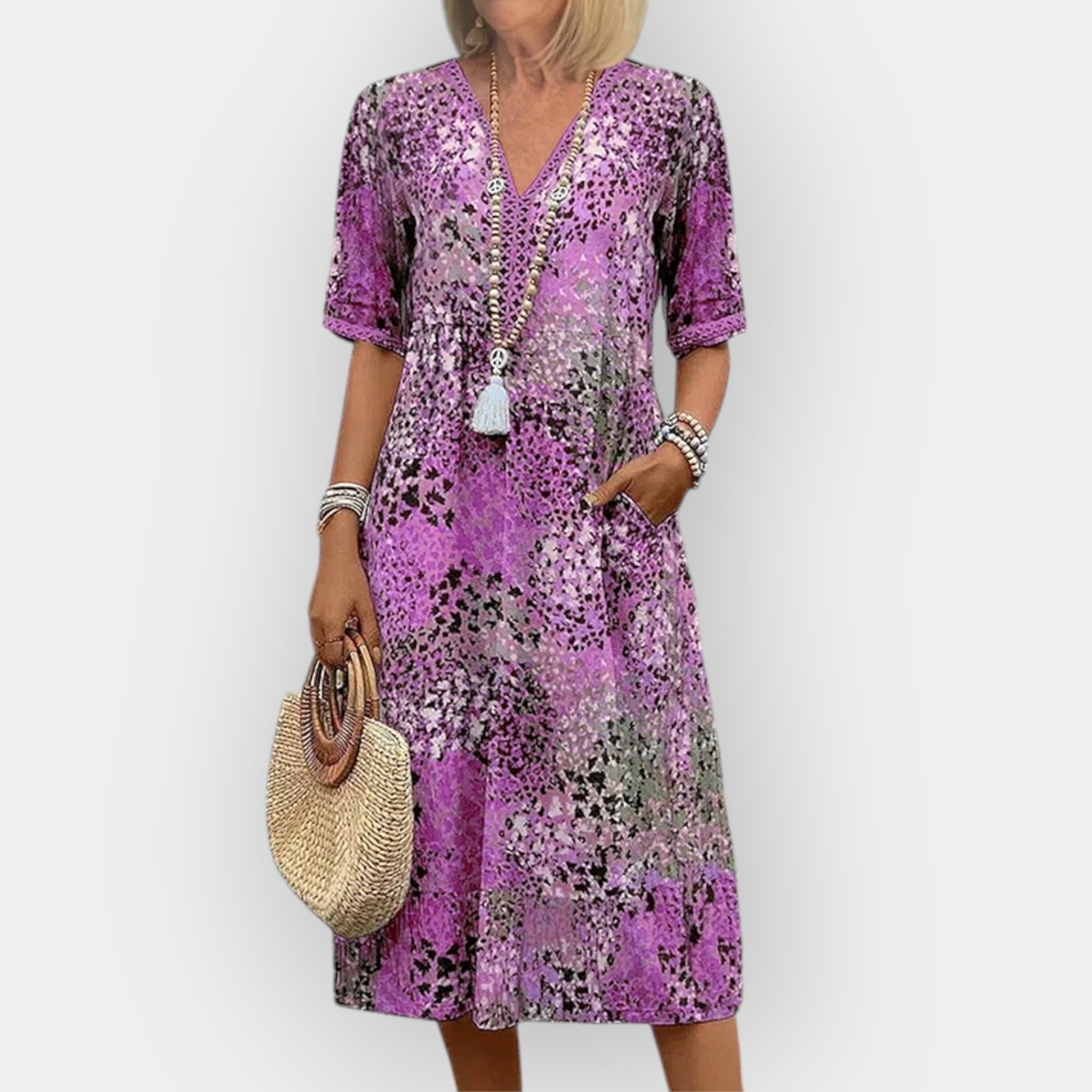 Gėlių Midi Suknelė su Stiliumi