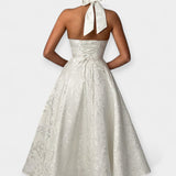 Minkštas Suknelė su Atvira Nugarą ir Korseto Dizainu