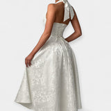 Minkštas Suknelė su Atvira Nugarą ir Korseto Dizainu