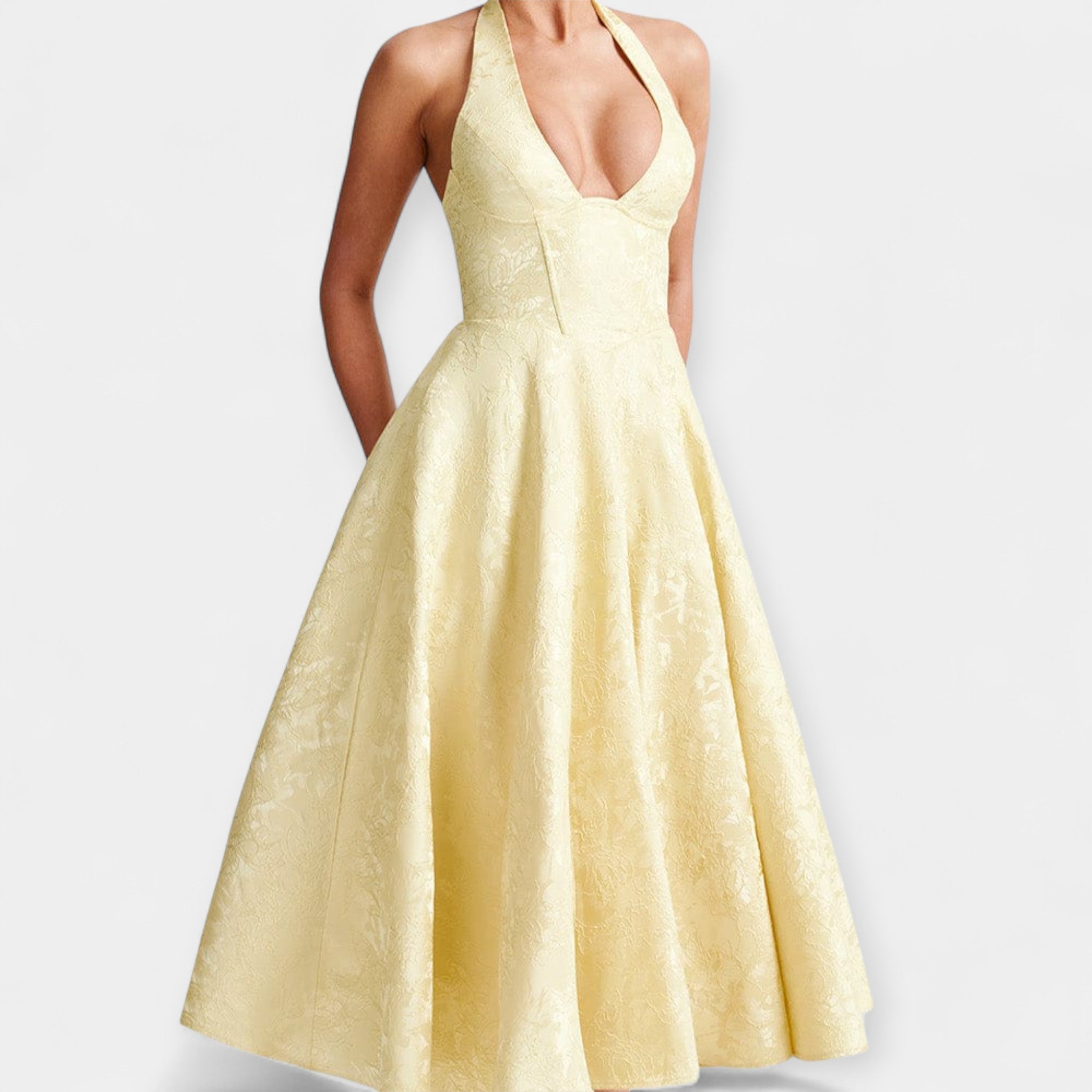 Minkštas Suknelė su Atvira Nugarą ir Korseto Dizainu