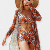 Aukšto juosmens bikini ir paplūdimio drabužiai