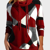 Pynėtas džemperis su meniniu piešiniu ir gobtuvu