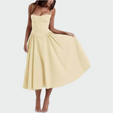 Satino Maxi Suknelė su Plonomis Petnešomis