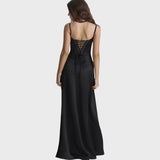 Petronėlė | Juoda nėriniuota žavinga ilga suknelė