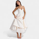 Midi Suknelė su Permatomu Tiuliu