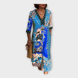 Daugiaspalvė Suknelė su Mygtukais ir 3/4 Rankovėmis