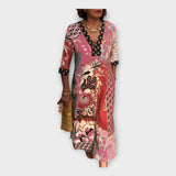 Daugiaspalvė Suknelė su Mygtukais ir 3/4 Rankovėmis