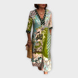 Daugiaspalvė Suknelė su Mygtukais ir 3/4 Rankovėmis