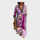 Daugiaspalvė Suknelė su Mygtukais ir 3/4 Rankovėmis