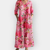 Gėlių Suknelė su Plazdančia Siluetu